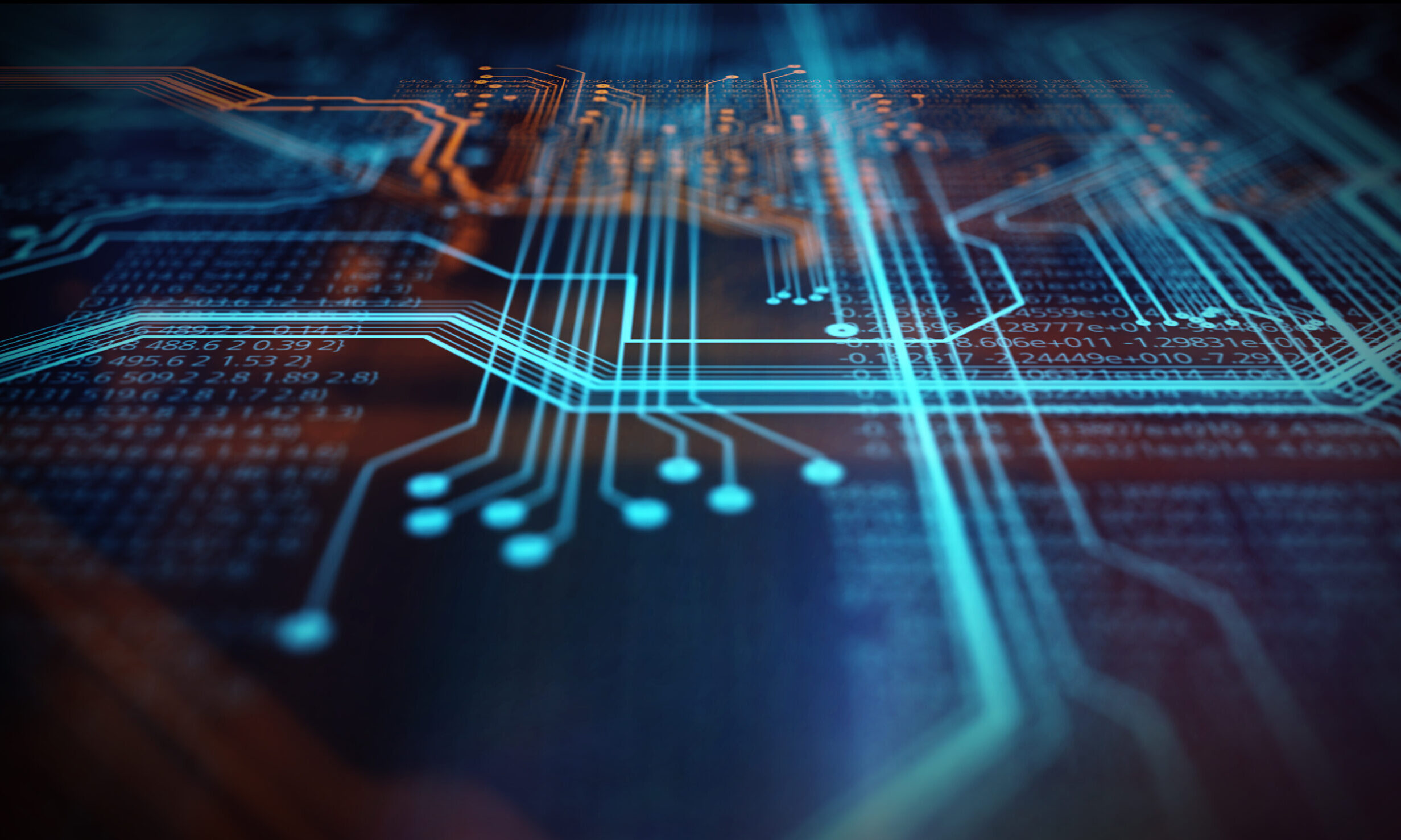 Orange, blue technology background